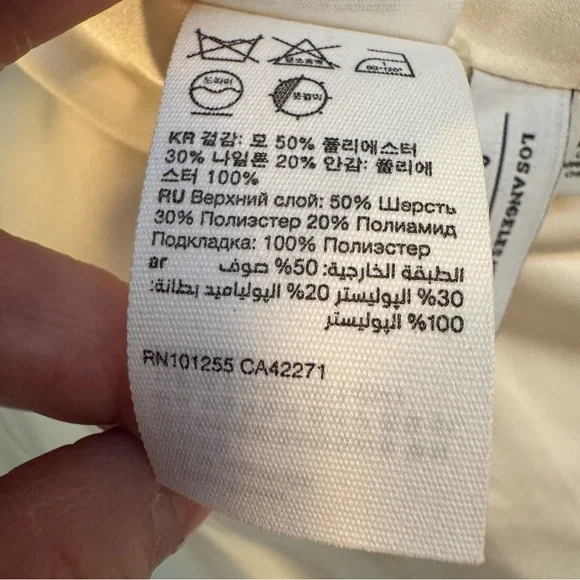 & Other Stories Cream Wool Blend Belted Balloon Sleeve Coat - Picture 11 of 11